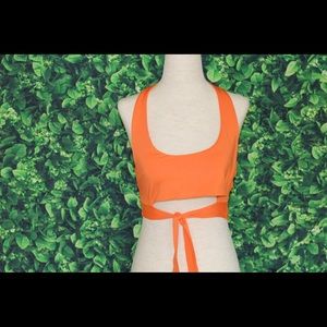 NWOT Orange Halter Crop Top